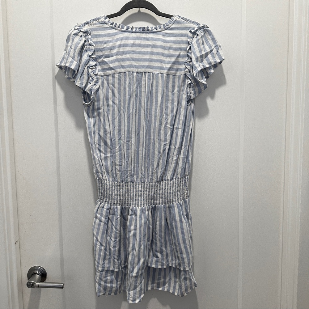 NWOT PAIGE Blue White Striped Drop Waist Cotton Dress Small Beach Summer Coverup - Picture 2 of 6